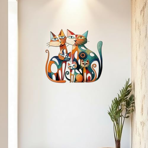 Wesiti Metal Cat Wall Art Decor Colorful Sculptures Mid Century 13.7x13 - Image 5