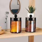 Amolliar Amber Glass Apothecary Jars Qtip Holder w/Metal Lids,ORB 2pc - Image 5