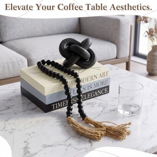 Capoda 5 Pcs Decorative Books with Wooden Knot Bead Garland,Blue,Modern - Image 5