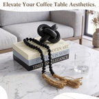 Capoda 5 Pcs Decorative Books with Wooden Knot Bead Garland,Blue,Modern - Image 5