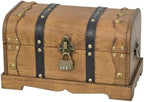 Vintage Wooden Treasure Chest Decorative Box with Lock - 12", Brown by DECOR4SEASON