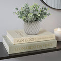 MAOBUYOU Decorative Storage Books Set of 2, Linen Cover, Gold Letters, White and Green by MAOBUYOU