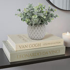 MAOBUYOU Decorative Storage Books Set of 2, Linen Cover, Gold Letters, White and Green by MAOBUYOU