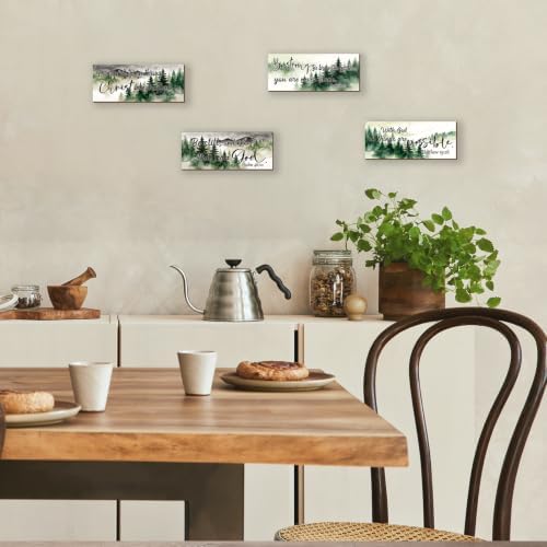 4 Pieces Forest Bathroom Decor Bible Verses Wall Decor Christian Signs Religious Art for Home Motivational Prayer Wall Art for Living Room Office Bedroom Bathroom(Forest, 10x4 Inches) - Image 3