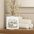 Fall Pumpkin Eucalyptus Botanical Wood Box Sign Desk Decor 5X5 - Image 4