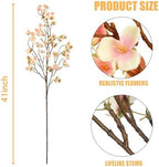Sggvecsy Artificial Cherry Blossom Flowers 4 Pcs Faux Cherry Blossom Stems Faux Silk Cherry Blossom Branches 41’’ Fake Flowers Long Stems for Vase Arrangements Home Wedding Table Decor (Champagne) - Image 7