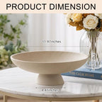 Large Decorative Fruit Bowl, Snack Candy Pedestal Bowl, Stripe Beige - Image 3
