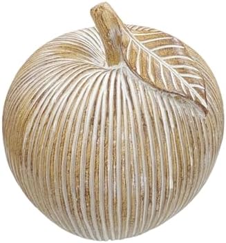 Brown-White Striped Apple Figurine, Modern Resin Apple Sculpture for Home Decor, Decorative Fruit Statue for Kitchen, Dining Room, Coffee Table & Shelf Decor by Dwelloria