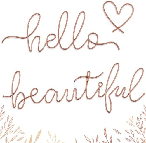Hicarer Metal Hello Beautiful Wall Art Minimalist Wall Decor, Rose Gold by Hicarer