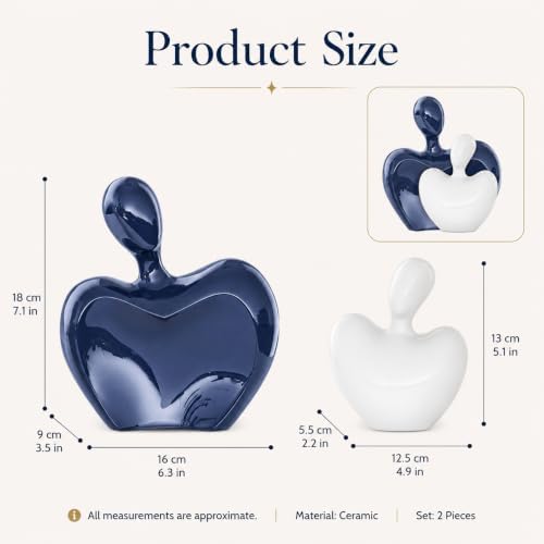 XMGZQ Hugging Couple Statue Ceramic Lover Figurine Home Decor is a Romantic Gift for Her on Wedding Anniversary and Valentines, TV Stand Decoration Knick Knacks for Shelves (Blue, 7in) - Image 2