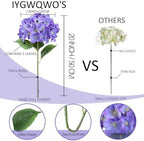6PCS Large Silk Hydrangea Flowers, 20 In Full Faux Hydrangea Artificial Flowers with Stem Leaves for Fake Huge Bouquet Home Kitchen Wedding Party Wreath Xmas Centerpieces Arrangements (Purple) - Image 2