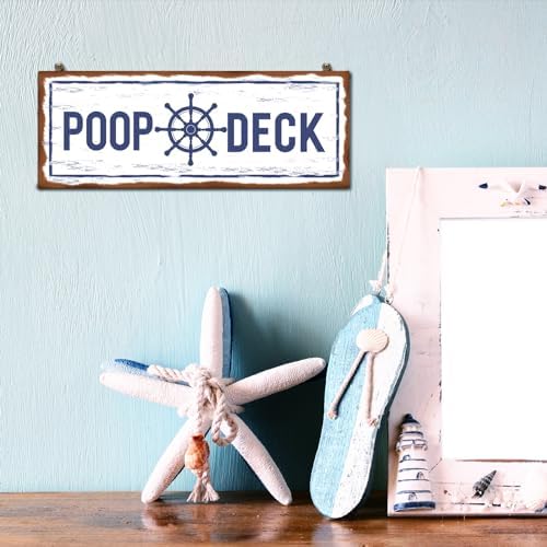 Jetec POOP DECK Sign Nautical Bathroom Wall Decor,White - Image 5