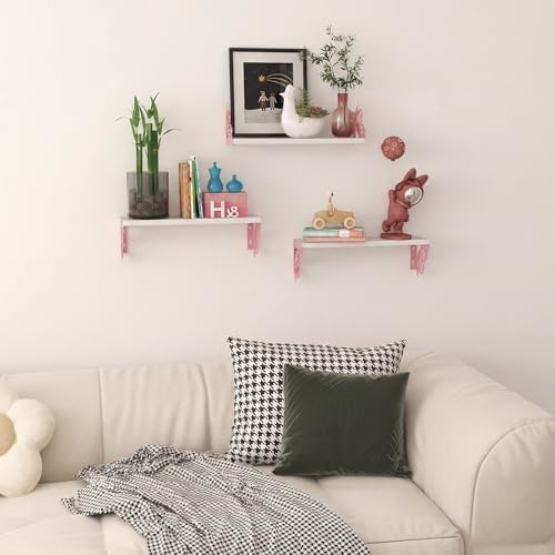 Hoikwo 3 Pack White Pink Butterfly Wall Shelves - Image 7