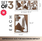 qmmp Modern Wooden Wall Sculptures - Set of 3 - Home Decor Accent - Large Wall Art for Living Room, Bedroom, Office - Easy Installation (Walnut, Medium - Abstract Shapes) - Image 5