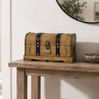 Vintage Wooden Treasure Chest Box with Combination Lock,,Brown,10"x6"x6" - Image 7