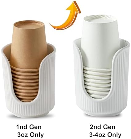 Dobbyby Ceramic Bathroom Cup Dispenser with Stylish Vertical Stripes - Disposable Mouthwash Cup Holder Holds 3-4oz Paper Cups for Rinsing Cups on Bathroom Vanity Countertops (Off White-2 Pack) - Image 5