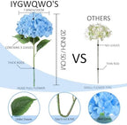 6PCS Large Silk Hydrangea Flowers, 20 in Full Huge Bloom Faux Hydrangea Artificial Flowers with Stems Leaves for Fake Bouquets Home Wedding Party Birthday Centerpieces Baby Shower (Blue) - Image 6
