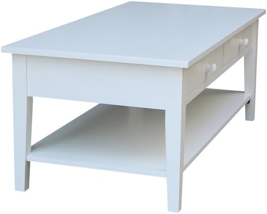 HomeStock Seaside Style Coffee Table in White Solid Parawood, - Image 4