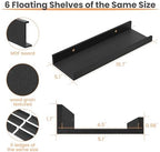 upsimples Floating Shelves for Wall Decor and Storage, Black, 6Pcs 15.7'' - Image 3