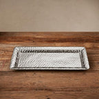 Monarch Abode Decorative Tray – 12-Inch Hand Hammered Nickel Finish Metal Bathroom Tray Countertop, Vanity Trays Organizer, Perfume Plate for Dresser, Kitchen Countertop Small Fruit Platter - Image 2