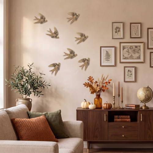 8 Piece Vintage Swallow Wall Decor, 4.7 Inch 3D Resin Bird Art Sculptures - Image 3