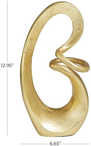 Deco 79 Aluminum Metal Abstract Decorative Sculpture Swirl Home Decor Statue, Accent Figurine 7" x 4" x 13", Gold - Image 6