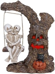 Dlfghos Halloween Skeleton Couple Figurine – Gothic Skeleton Swing Statue for Haunted House & Indoor Decor – Creepy Cute Spooky Tabletop Halloween Decoration for Horror Fans by Dlfghos