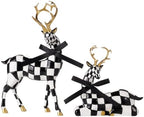 WDS WONDROUS Christmas Decorations Deer Figurines Black White Table Decor by WDSWONDROUS