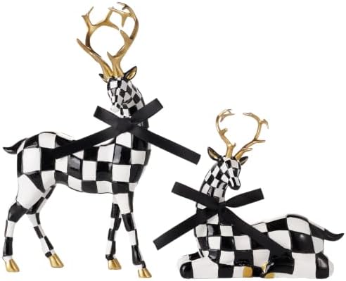 WDS WONDROUS Christmas Decorations Deer Figurines Black White Table Decor by WDSWONDROUS