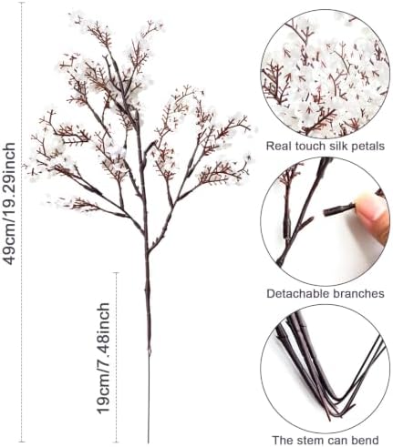 Babys Breath Artificial Flowers 8 Bundles White Real Touch UV Resistant Fake Flowers Silk Faux Flowers for Vase Home Office Wedding DIY Floral Indoor Outdoor Centerpiece Table Decoration - Image 7