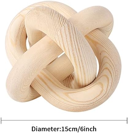Wood Knot Chain Link Decor - 3 Link Boho Wooden Hand Carved Decorative Wooden Links Knots for Coffee Table Entryway Modern Farmhouse Shelf Decoration - Image 4