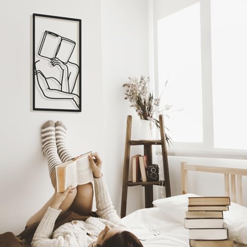 Bakovity Black Metal Wall Art, Minimalist Line Wall Decor, Abstract Woman Book Wall Decor, Modern Aesthetic Metal Art for Bedroom Bathroom Living Room (4 Pcs, 17 x 9 in) - Image 2