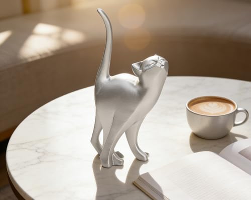 7 Inch Silver Proud Cat Statue - Image 7