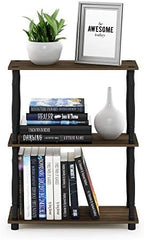 Furinno TURN-N-TUBE Storage Shelves, 3-Tier Book Shelf, Corner Shelf, Toolless Open Shelves, for Organization and Storage, Living Room, Garage, Home Office, Columbia Walnut - Image 4