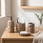 RQYIXI Ceramic Bathroom Accessories Set,Brown,4 Piece,Artisan Design - Image 2