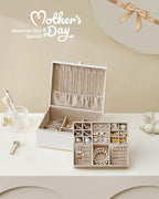 SONGMICS 2-Layer Jewelry Box with Handle, Removable Tray, Floating Effect - Image 2