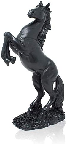 Lependor Standing Horse Resin Statue, Fighting Horse Sculpture for Home Decor Art Figurine Decorative Animal Ornament - Black by Lependor