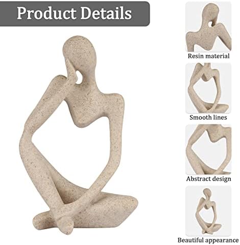 Sandstone Resin Thinker Statue Style Abstract Sculpture, Sandstone, Left - Image 4