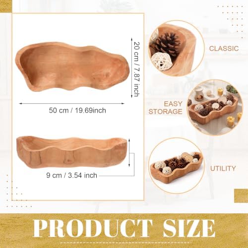 Nuogo 19 Inch Wooden Wavy Edge Dough Bowl Supplies, Khaki - Image 2