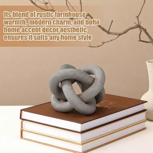 Yalikop 3 Link Wood Knot Decor Rustic Table Shelf Accents, Gray - Image 4