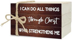 Decorative Books for Home Decor, Wood Book Stack for Table Decor, I Can Do All Things Through Christ Who Strengthens Me Decoration Books for Office Shelf, Farmhouse Stacked Books Decoration (L73) by Ycyfckdr