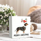 Dachshund Merry Christmas Wooden Box Sign Desk Decor, Weiner Dog Lover Gifts, Christmas Sausage Dog Wood Block Sign for Home Bedroom Office Desk Table Shelf Wall Decorations, 5x5 Inch - Image 5