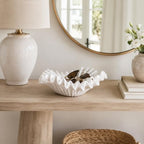 Braxio White Decorative Bowl – Resin Ruffle Bowl for Entryway, Dining Table Centerpiece, Fruit or Key Holder for Modern Home Decor, 12 Inch Art Deco Style - Image 2