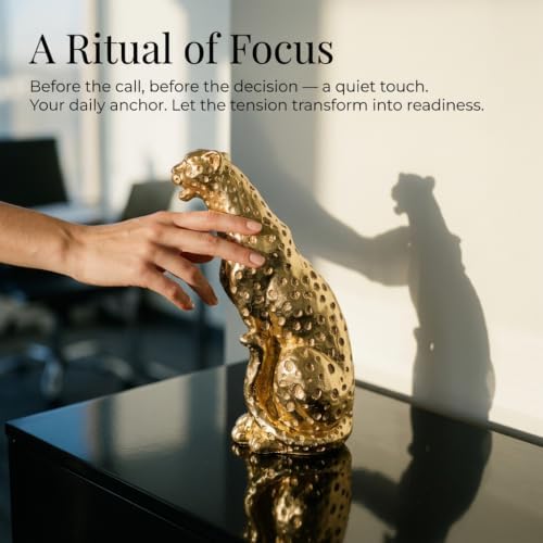 Gold Cheetah Statue, Resin Sitting Leopard Figurine Home Decor - Image 2