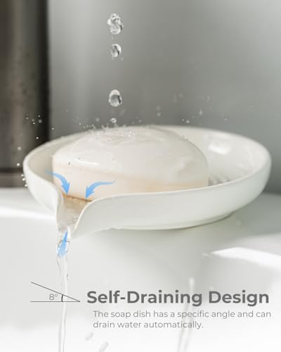 Zoeeker Self Draining Soap Dish, Ceramic Drain Soap Holder Waterfall Design - Image 4
