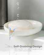 Zoeeker Self Draining Soap Dish, Ceramic Drain Soap Holder Waterfall Design - Image 4