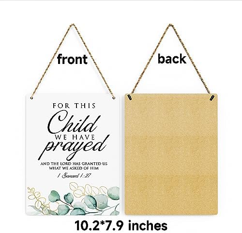 Inspirational Decor, For This Child We Have Prayed 1 Samuel 1:27, Scripture Wooden Hanging Sign Christian Gift for Baby Kids Girl Boy Nursery Teen Room Bible Verse Wall Art Decoration 8 x 10 Inches - Image 7