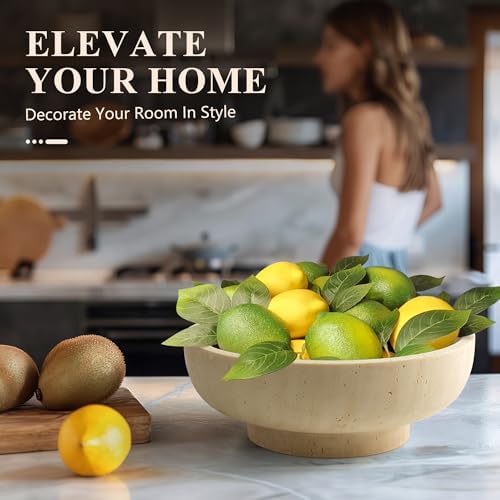YMXYJM Decorative Resin Bowl, Large Fruit Bowl, Artificial Travertine Beige - Image 7