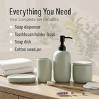 Ava Nord Modern Minimalist Ceramic Bathroom Accessories | Set of 4 | Green - Image 2