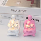 Bookshelf Decor Thinker Statue, Battery Powered Night Light, Modern Abstract Reading Figurines Home Decoration, Aesthetic Living Room Shelf Table Decor, Book Lover Gifts (Pink) - Image 4